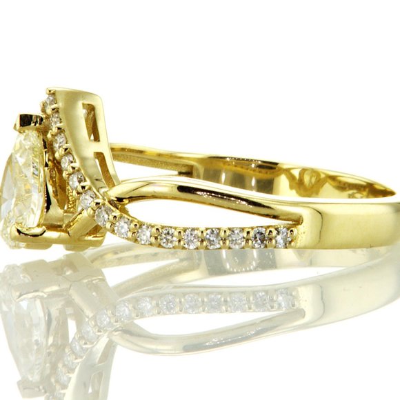 Infinity Split Shank 0.83Ct Natural Pear Diamond Engagement Ring 14K Yellow Gold - Picture 5 of 11